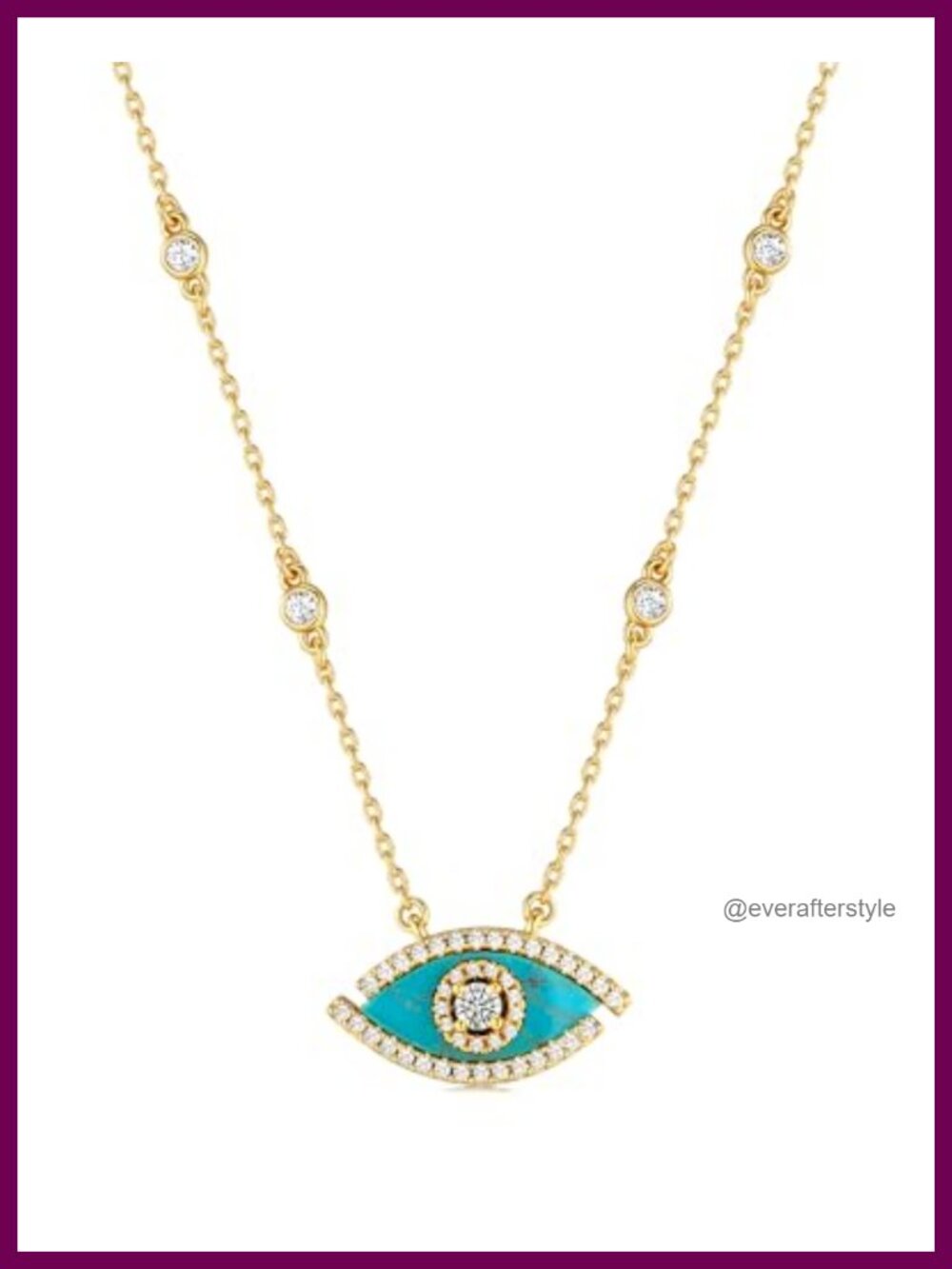 18K Gold Plated Pendant Necklace CZ Crystal Enamel Evil Eye Charm Dainty